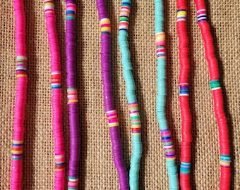 Colourful heishi bead necklace - surfer necklace