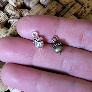 Tiny acorn charm - 3D - 4pc