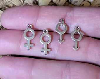 Gender symbol charms - 4pc