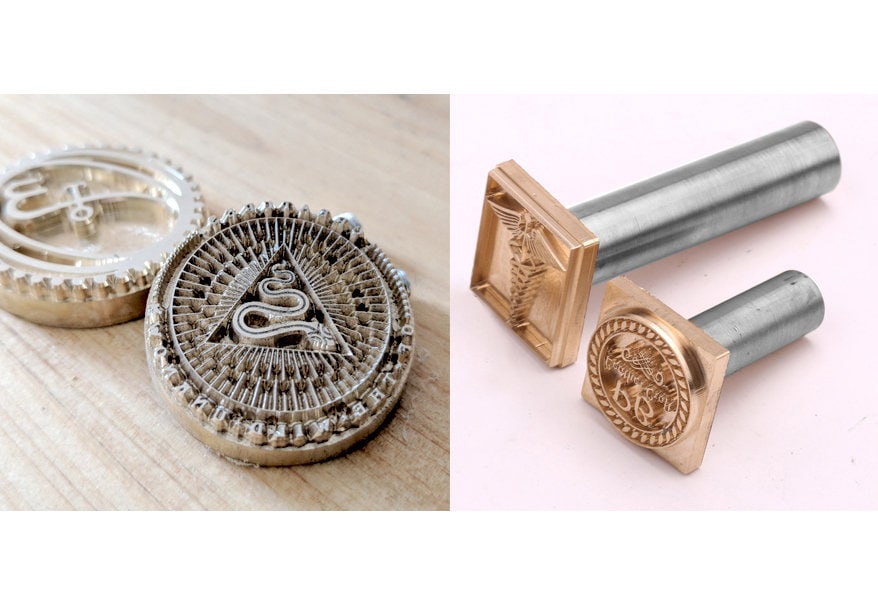 Custom made Brass LOGO Leather Stamp Steel Handle Wood cake Heat Embosser Seal