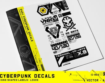 Digital Mega Bundle 2 - 370+ Cyberpunk Decals Vector Files - COMMERCIAL LICENSE
