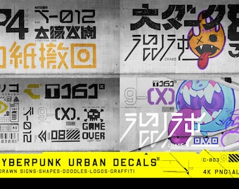 Digital - 316 Hand Drawn Cyberpunk Urban Decals