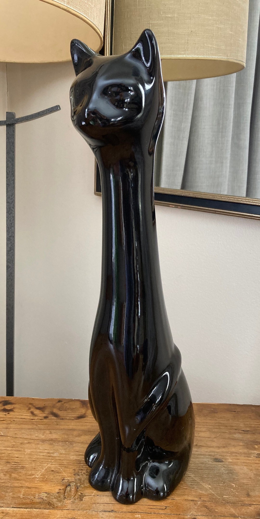 Vintage MCM Lamson Tall Black Cat Toilet Brush Holder Etsy