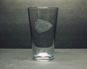 Kansas City Chiefs, Etched Beer Glass, Pint Glass, Beer Glass or Large Mug, KC Chiefs, Chiefs Kingdom, AFC West, Chiefs Fans, Christmas Gift