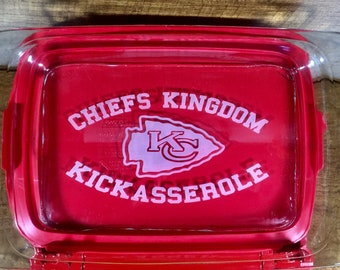 Kansas City Chiefs Super Bowl Champions LVIII, 2024, Chiefs Kingdom, AFC Champions, NFL,  Kickasserole Pyrex Dish, Casserole Dish