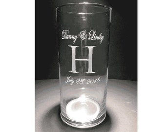 Personalized Wedding Gifts, Personalized Custom Etched Cylinder Glass Clear Vase, Etched Vase, Bride and Groom Gifts, Gift for the Couples