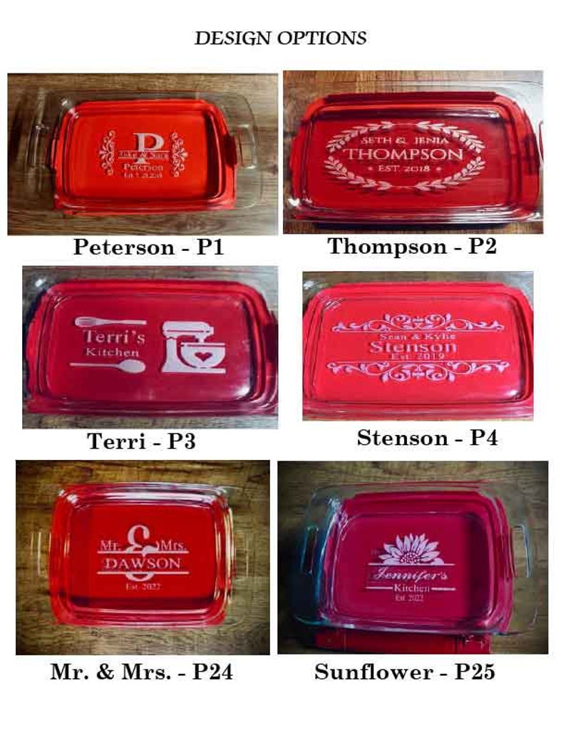 Custom Personalized Casserole Dish Pyrex Baking Dish Engraved Name Christmas Present Mother's Day Wedding Gift P2 zdjęcie 7