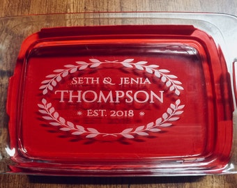 Custom Personalized Casserole Dish Pyrex Baking Dish Engraved Name Christmas Present Mother's Day Wedding Gift - P2