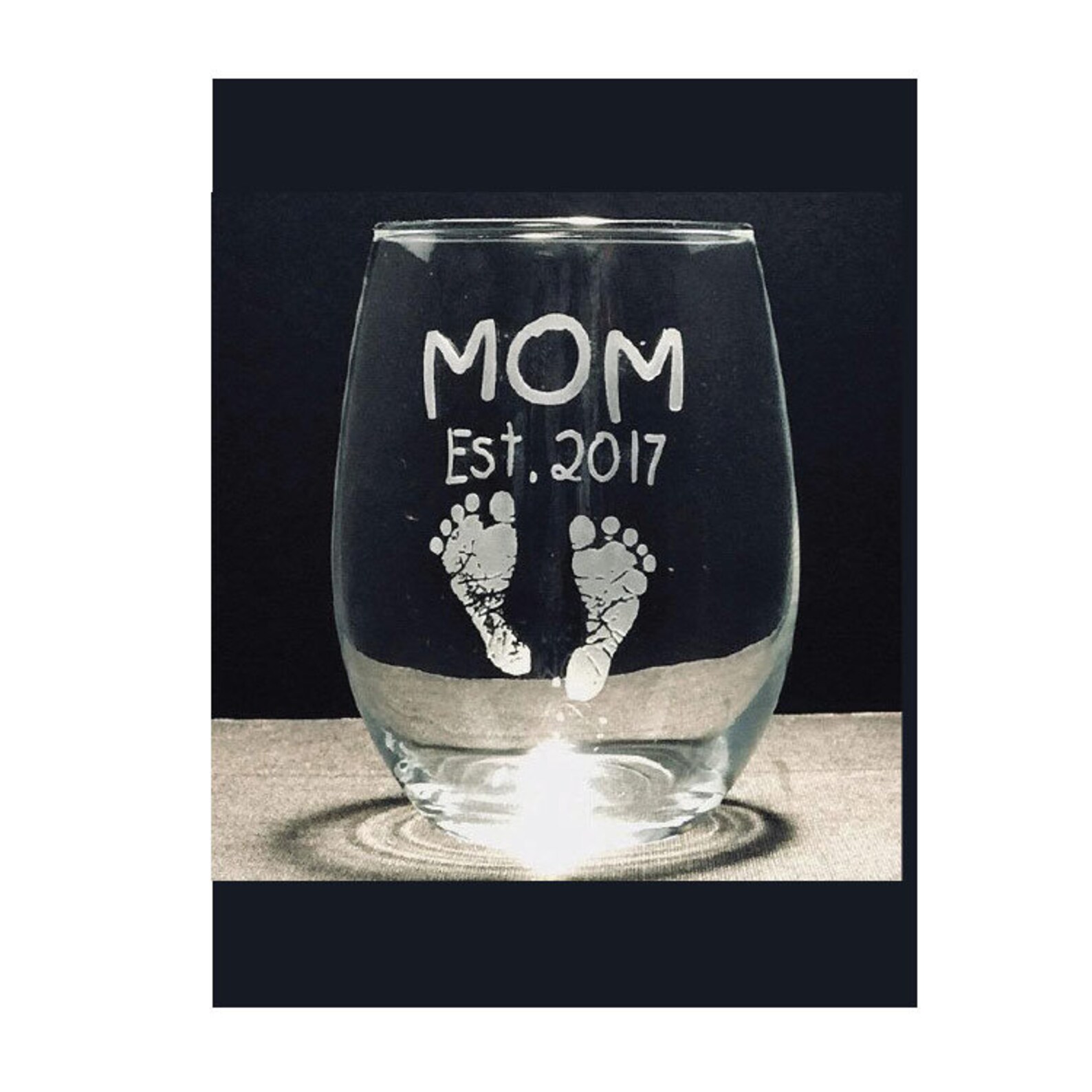 Mom Established Wine Glass Mom Wine Glass Etched Wine Glass Etsy
