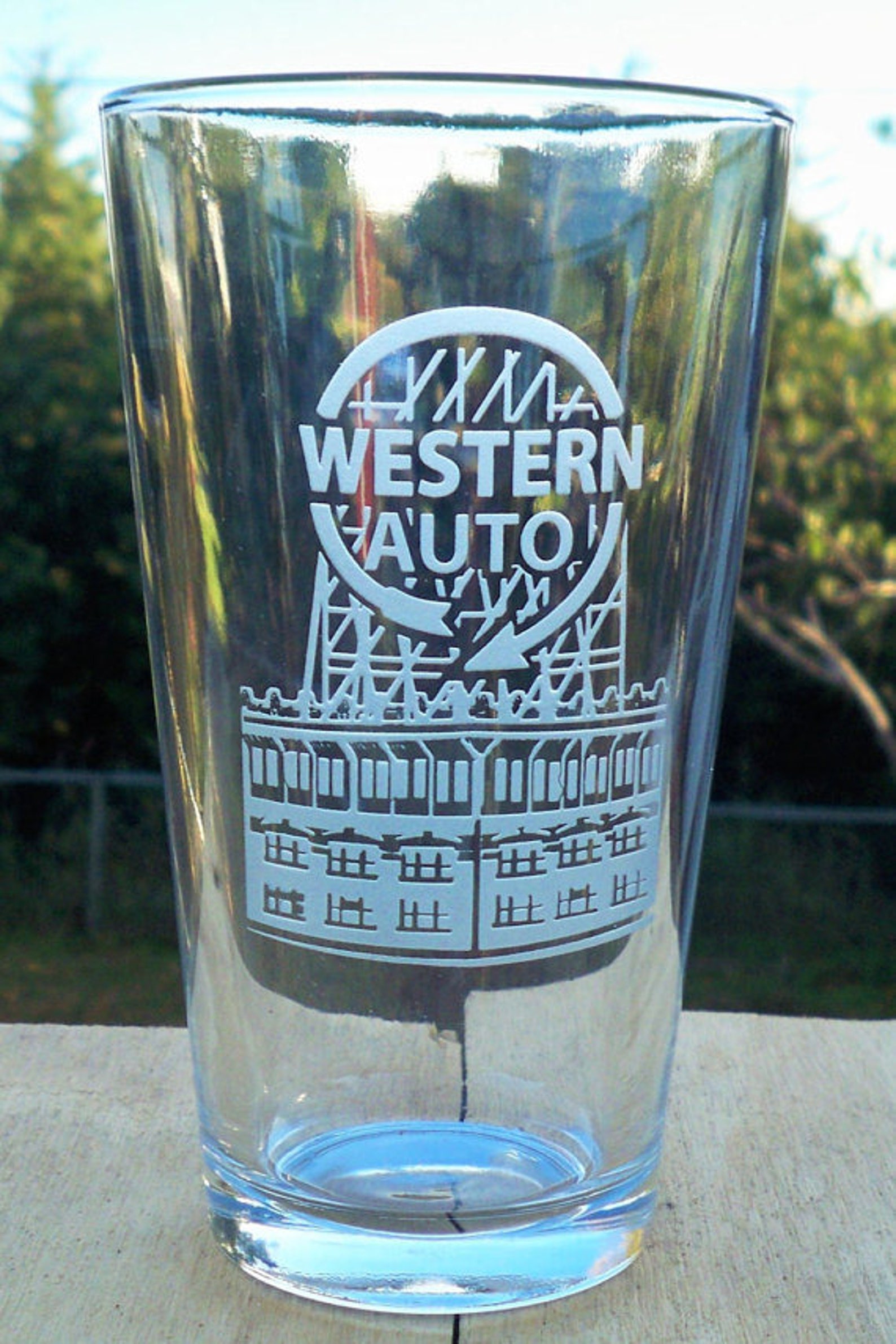 Kansas City Western Auto Sign Etched Pint Glass KC Skyline Etsy