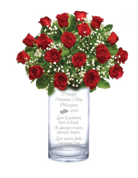 Personalised Vase Engraved Valentines Gift For Her