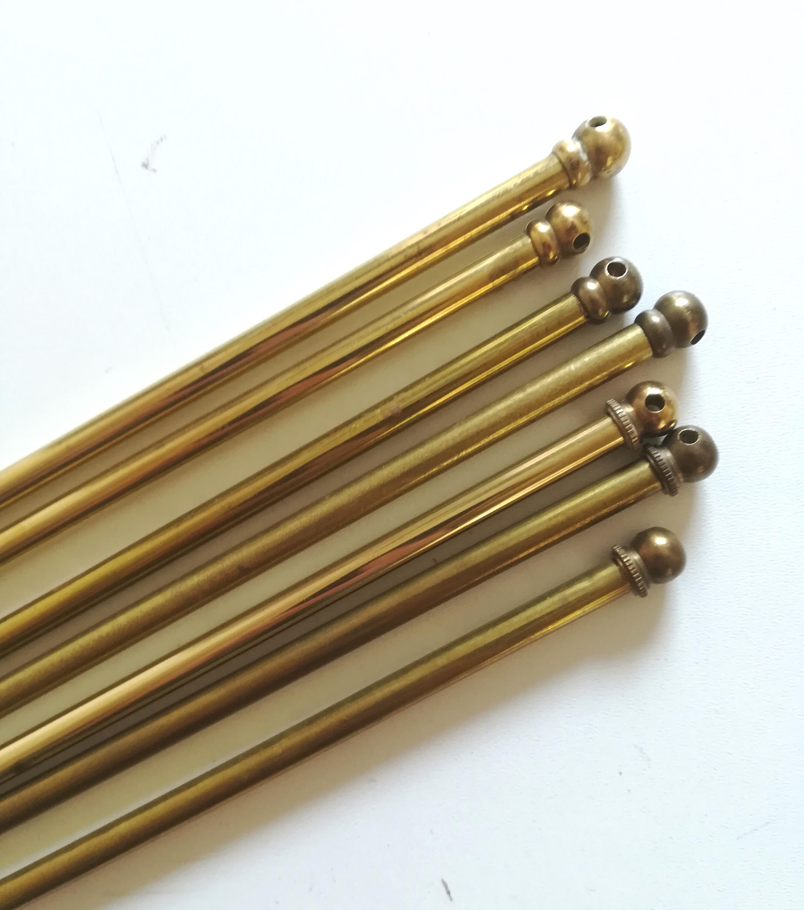 4 Embouts De Tringle à Rideau En Laiton Doré Vintage Années 80 - Avec 42 Anneaux
