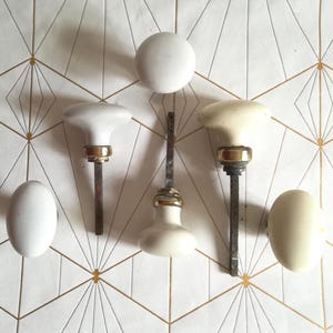 Antique Porcelain Door Knobs, France, 1910s