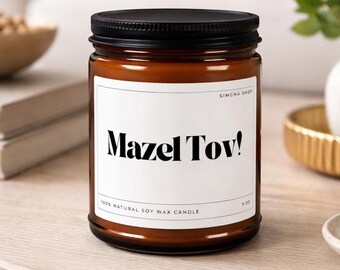 Vela Mazel Tov | Presente para Celebração Judaica | Vela de Cera de Soja | 255 g