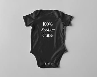 Body infantil judaico | Body fofo 100% kosher | Presente para Bris, Roupa de Hanukkah, Roupa de bebê para Pessach