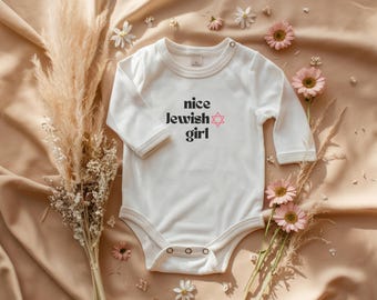 Body infantil de manga longa para menina judia | Star of David Onsie