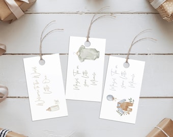 Etiquetas de presente para bebê editáveis e imprimíveis no Canva | Etiqueta para chá de bebê | Download digital