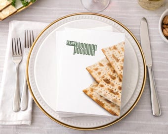 Cartão de felicitações de Pessach - Cartão moderno para o feriado judaico com desenho de matzá (conjunto de 10)