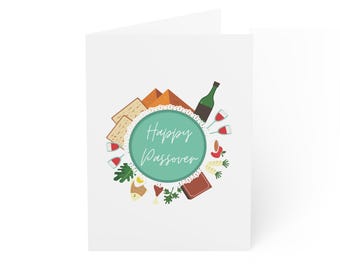 Conjunto de 10 cartões de Feliz Pessach | Cartões de felicitações para as festas judaicas | Cartões de Pessach em branco por dentro | Saudação moderna para o Seder