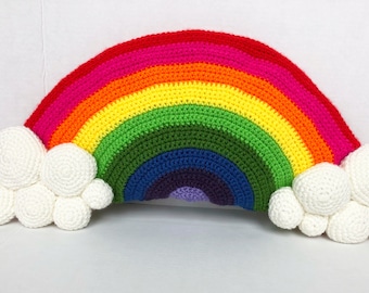Rainbow Crochet Pillow