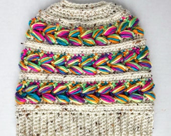 Messy Bun Rainbow Hat