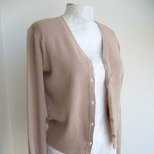Stefanel cardigan light mink/woolen cardigan long sleeve vintage/slim fit jacket tricotte/milky brown cardigan image 1