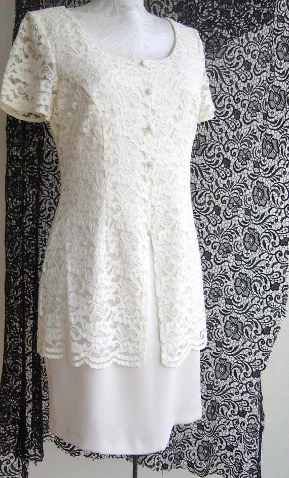 White lace dress vintage/Vintage white dress 1960s