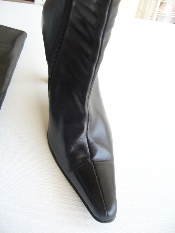 Black leather boots long/leather boots long/point… - image 4