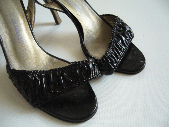 Vintage 1980s black leather shoes/women leather sh