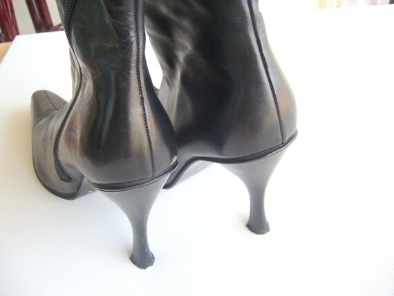 Black leather boots long/leather boots long/point… - image 3