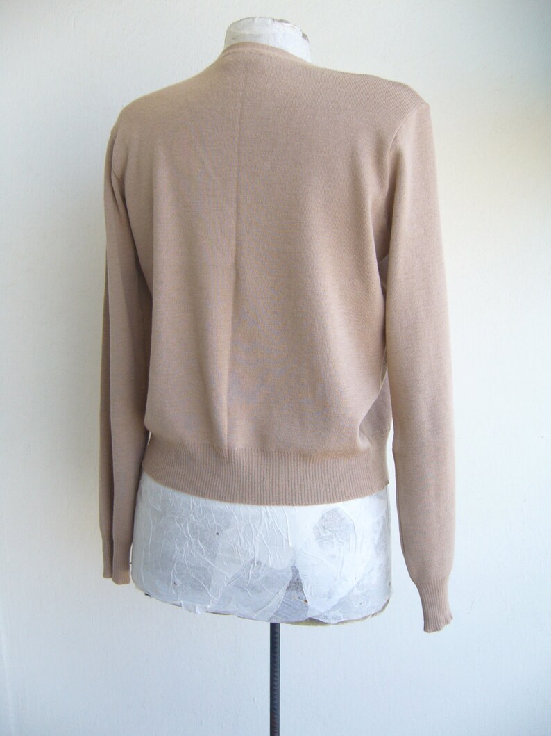 Stefanel cardigan light mink/woolen cardigan long sleeve vintage/slim fit jacket tricotte/milky brown cardigan image 5