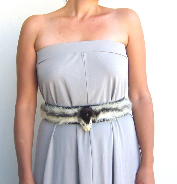 Fur belt authentic / vintage fur belt women / fur