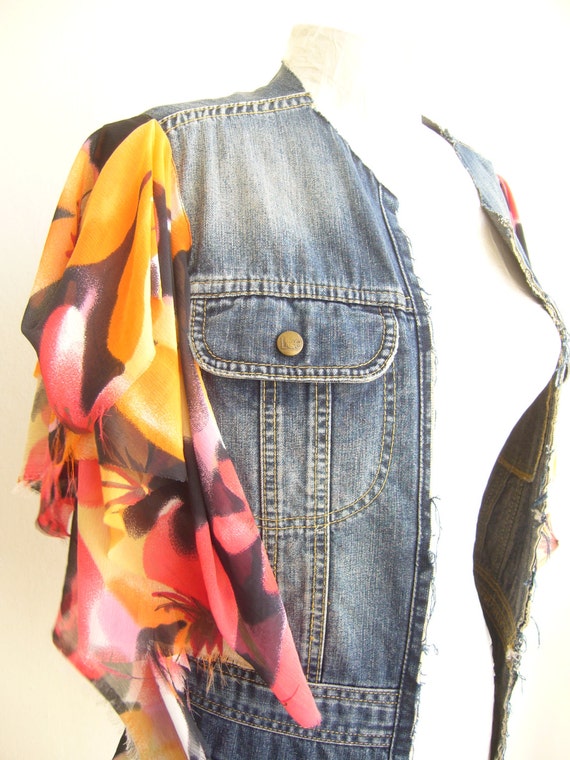 Items similar to Lee denim jacket upcycled /womens denim vest with
