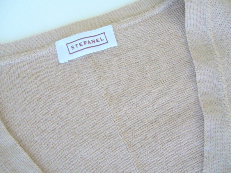 Stefanel cardigan light mink/woolen cardigan long sleeve vintage/slim fit jacket tricotte/milky brown cardigan image 4