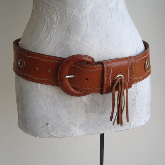 Leather belt tan for woman
