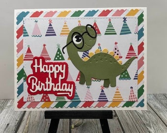 Handmade Dinosaur card-Happy Birthday dinosaur card-Handmade Dinosaur birthday card