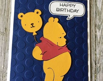 Winnie the Pooh inspired Happy Birthday card-Disney inspired birthday card-Disney inspired Happy Birthday card