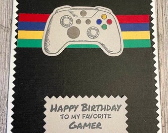 Handmade gamer birthday card-Handmade game controller card-Handmade favorite gamer happy birthday card