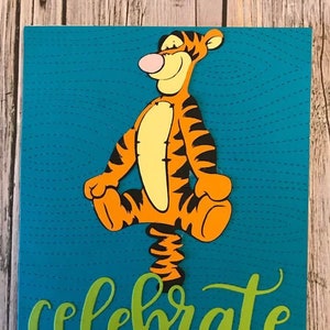 Handmade Tigger inspired birthday card-Handmade Disney inspired birthday card-Hope your Birthday&#39;s full of fun card-handmade birthdaty card