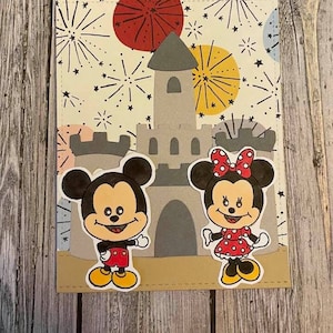 Handmade Disney inspired Mickey & Minnie Mouse card-All occasion Disney card-Minnie/Mickey birthday card-Disney anniversary card