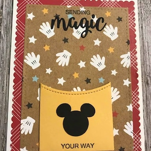 Handmade Mickey Mouse inspired gift card holder-Handmade Disney gift card holder-Handmade Mickey birthday card-Handmade Mickey graduation