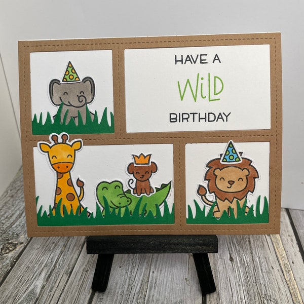 Handmade birthday card-Have a wild birthday card-Handmade jungle animal card-Handmade savannah animal card-handmade wild animal card