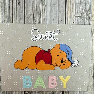 Handmade Disney inspired Winnie the Pooh baby card-Disney baby shower card-Winnie the Pooh baby shower card-Disney adoption card-