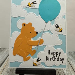 Disney inspired Winnie the Pooh birthday card-Handmade Winnie the Pooh Happy Birthday card-Handmade Happy Birthday card