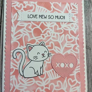 Handmade cat card-Handmade cat Valentine card-Handmade cat anniversary card-Handmade cat love you card-Handmade Happy Valentine&#39;s Day card
