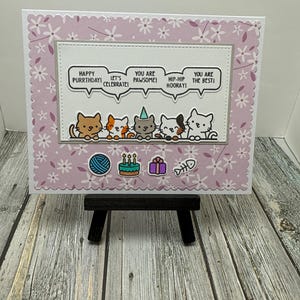 Handmade cat happy birthday card-Handmade happy purrthday card-Handmade cat lover birthday card-handmade happy birthday card-Cat card