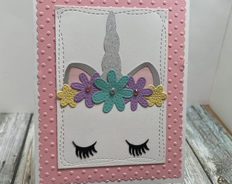Handmade all occasion unicorn card-Handmade unicorn card-handmade unicorn birthday card-handmade no sentiment unicorn card