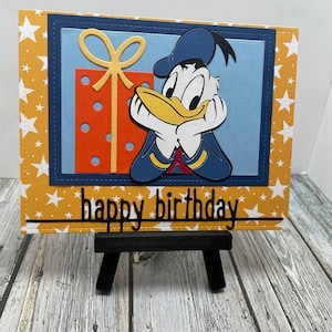 Disney inspired Donald Duck happy birthday card-Handmade Donald Duck card-Handmade  birthday card-Handmade Disney birthday card-Duck card