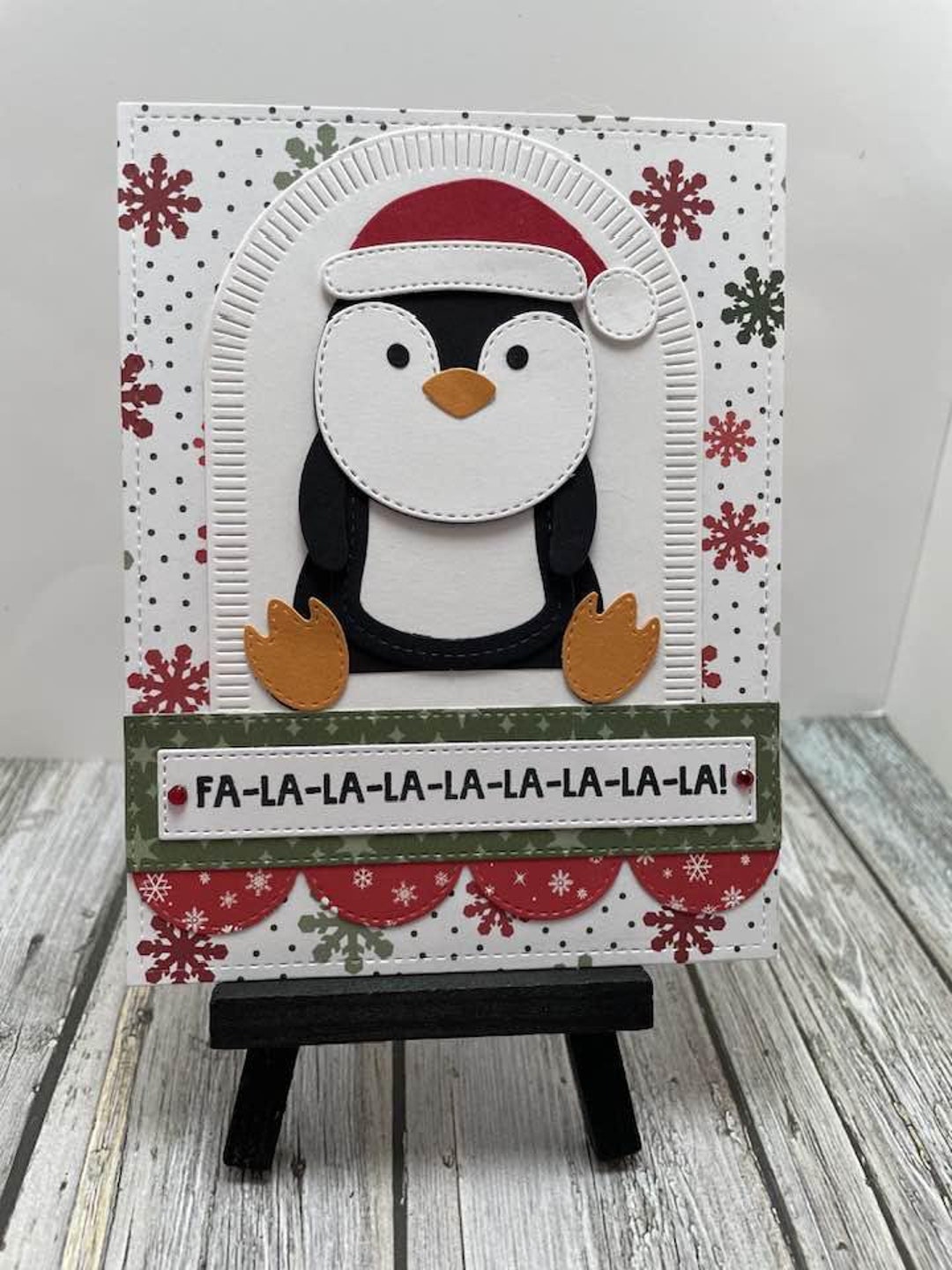 Handmade Penguin Christmas Card-penguin Holiday Card-penguin Santa Card ...