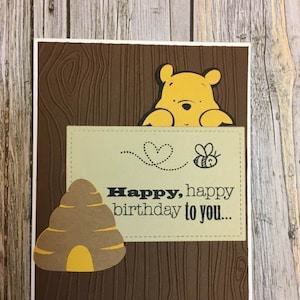 Winnie the Pooh inspired birthday card-Disney inspired birthday card-Pooh bear inspired card-Winnie the Pooh inspired card